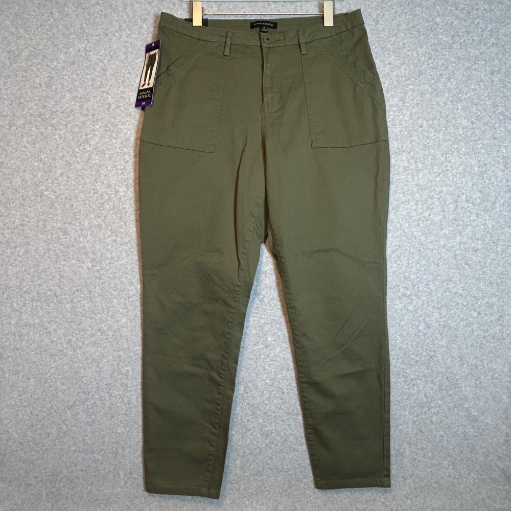 Banana Republic High Rise Twill Pant Womens 14 Green Utility Tapered Gorpcore